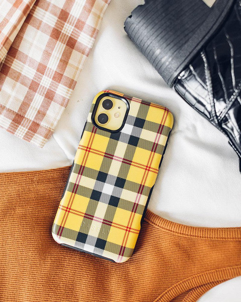 As if! | Yellow Plaid iPhone Case