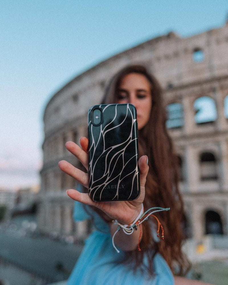 Midnight Ride | Black and Gold Metallic Waves Case