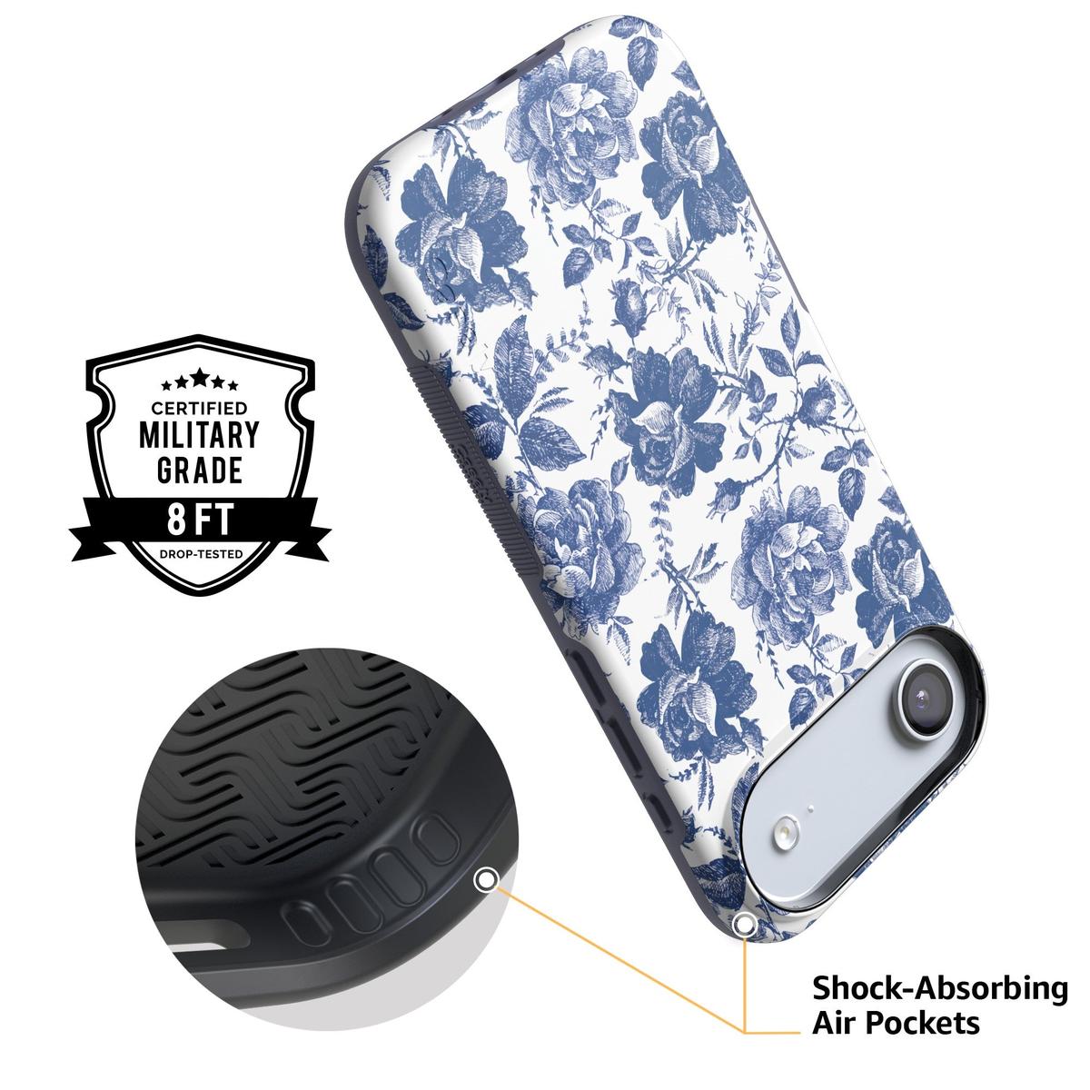 Rose to Fame | Blue & White Rose Floral Case