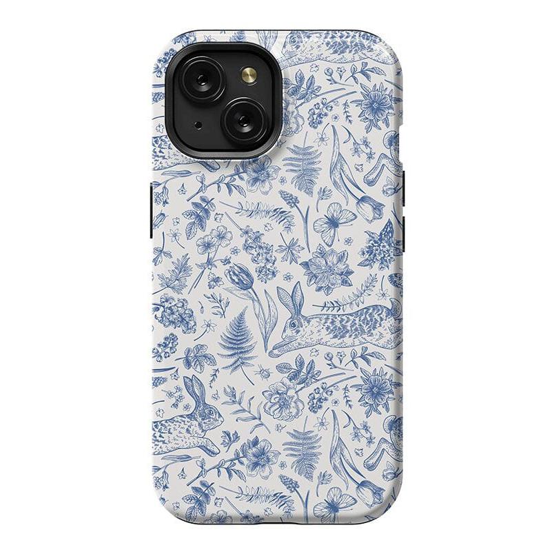 Hop & Bloom | Bunny Toile Case Phone Case Casetry Essential + MagSafe® iPhone 15