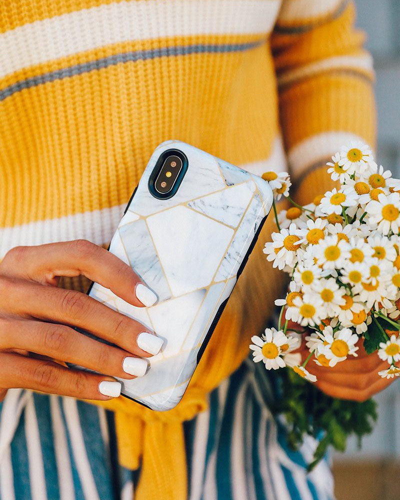 Sharp Lines | Geo White and Gold Marble Case
