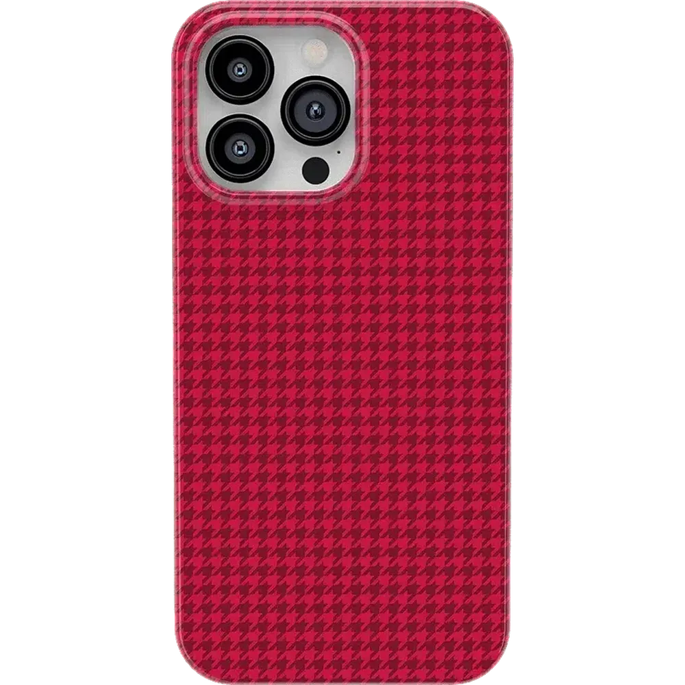 Best Dressed | Pink Houndstooth Case iPhone Case get.casely Classic + MagSafe® iPhone 14 Pro Max