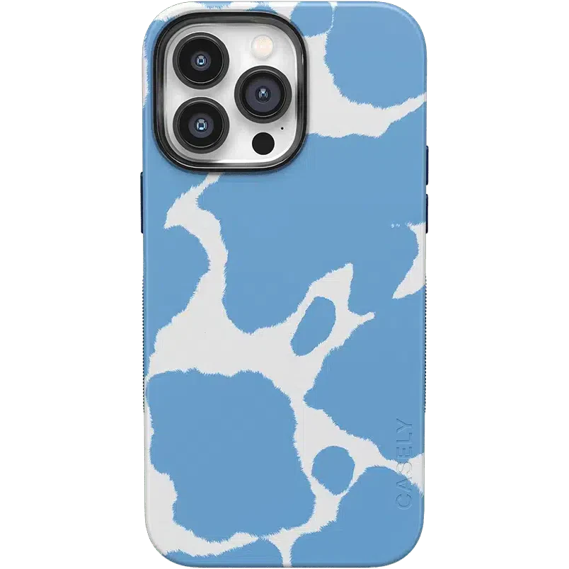 Current MOOd | Light Blue Cow Print Case iPhone Case get.casely Bold + MagSafe® iPhone 14 Pro Max