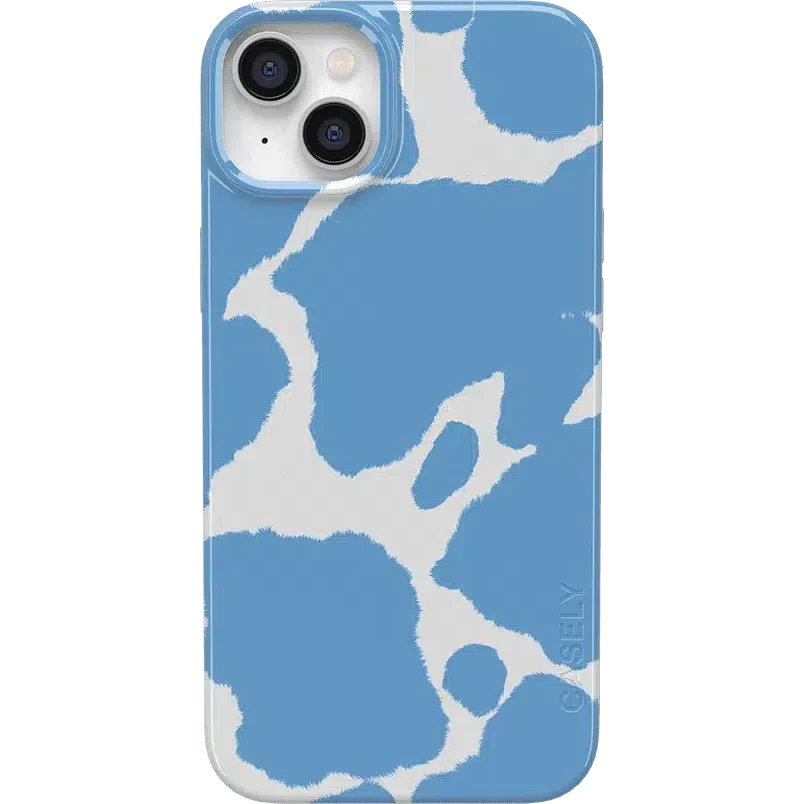 Current MOOd | Light Blue Cow Print Case iPhone Case get.casely Classic + MagSafe® iPhone 14 Plus