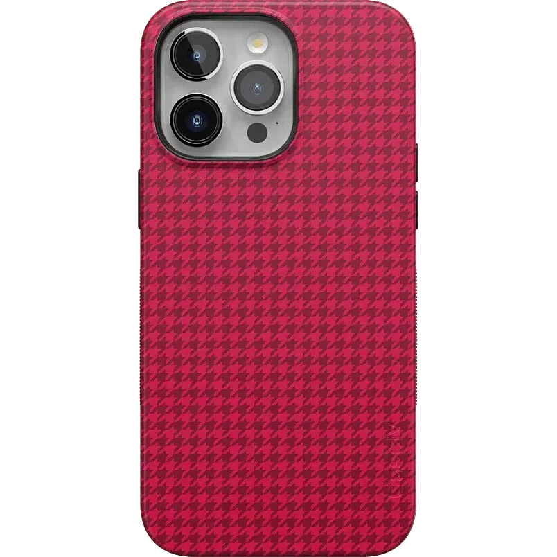 Best Dressed | Pink Houndstooth Case iPhone Case get.casely Bold + MagSafe® iPhone 15 Pro