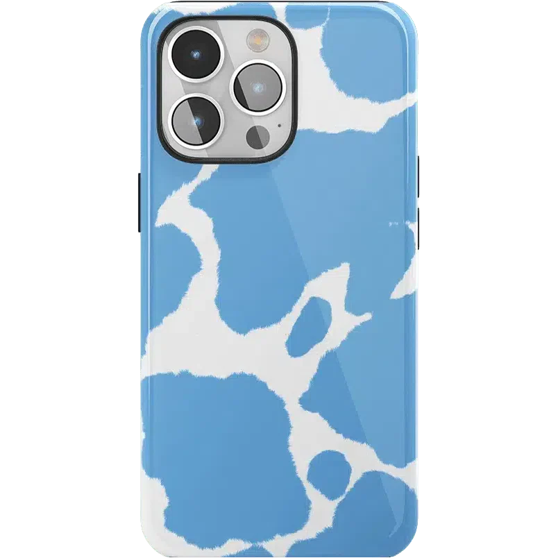 Current MOOd | Light Blue Cow Print Case iPhone Case get.casely Essential + MagSafe® iPhone 15 Pro Max