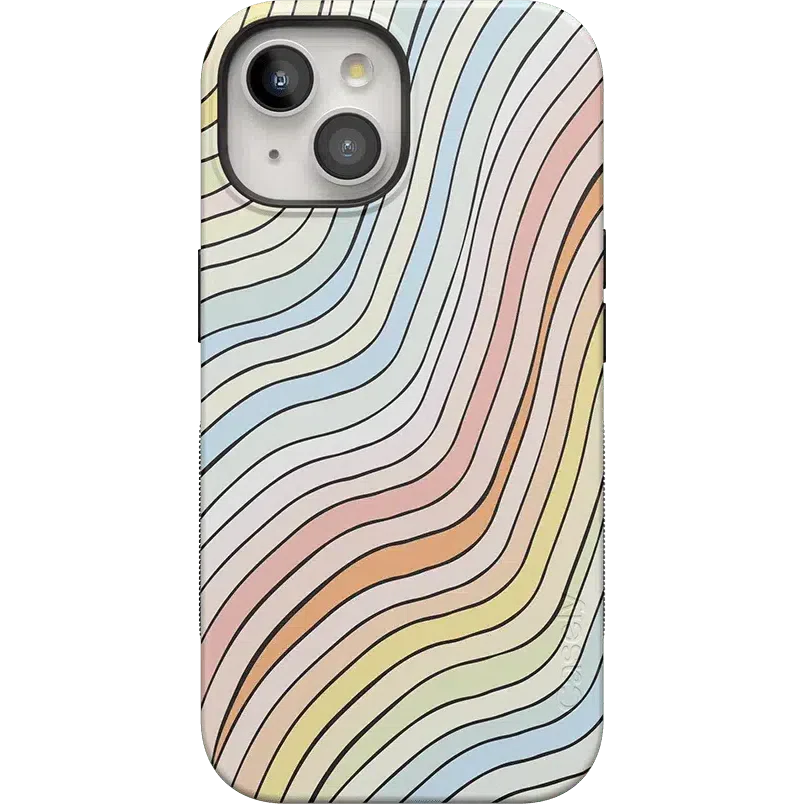 Ride The Wave | Pastel Rainbow Lined Case iPhone Case get.casely Bold + MagSafe® iPhone 15 Plus 