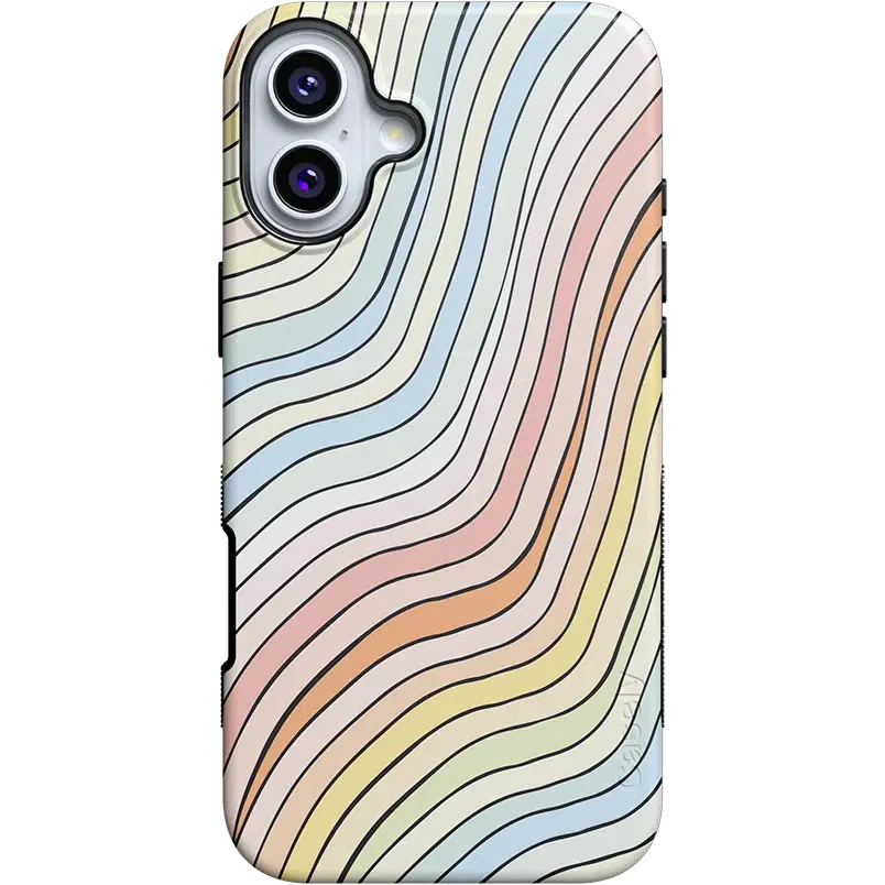 Ride The Wave | Pastel Rainbow Lined Case iPhone Case get.casely Bold + MagSafe® iPhone 16 Plus 