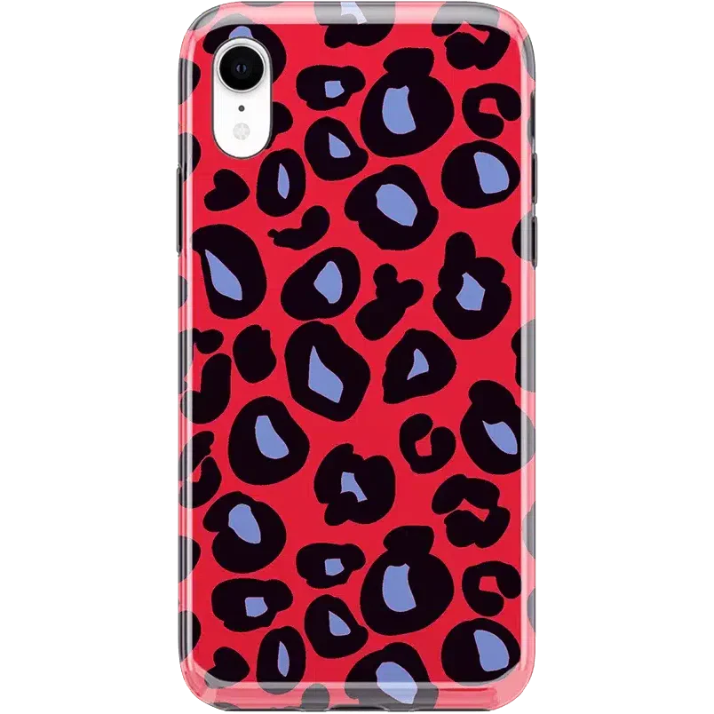 Into the Wild | Red & Blue Leopard Print Case iPhone Case get.casely Classic iPhone XR 