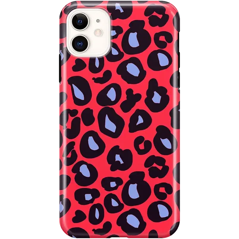 Into the Wild | Red & Blue Leopard Print Case iPhone Case get.casely Classic iPhone 11 