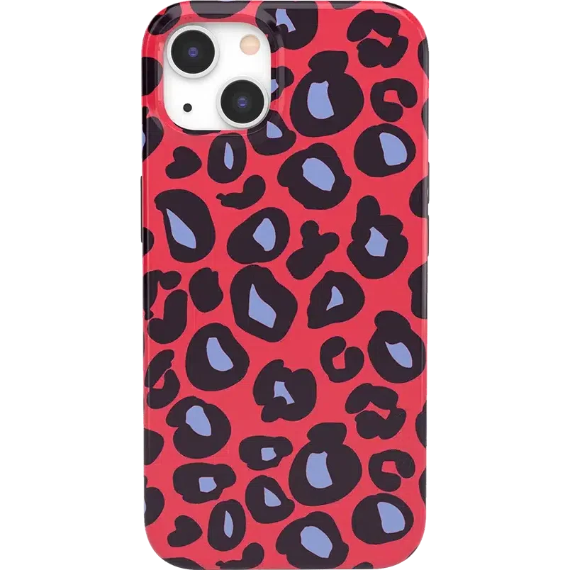 Into the Wild | Red & Blue Leopard Print Case iPhone Case get.casely Classic + MagSafe® iPhone 13 