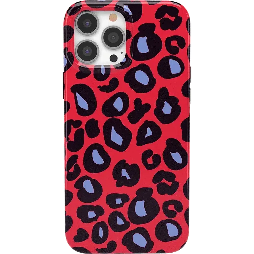 Into the Wild | Red & Blue Leopard Print Case iPhone Case get.casely Classic + MagSafe® iPhone 13 Pro 