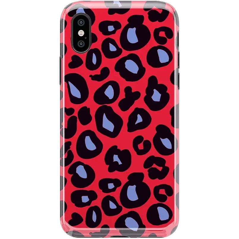 Into the Wild | Red & Blue Leopard Print Case iPhone Case get.casely Classic iPhone XS Max 