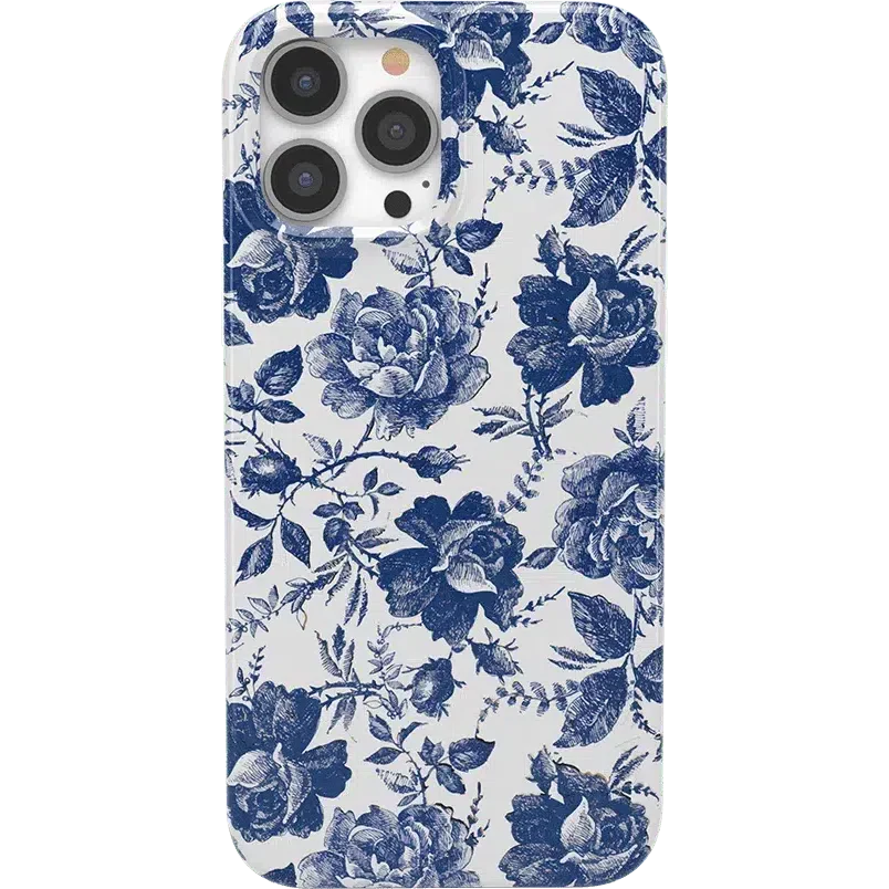 Rose to Fame | Blue & White Rose Floral Case iPhone Case get.casely Classic + MagSafe® iPhone 13 Pro Max