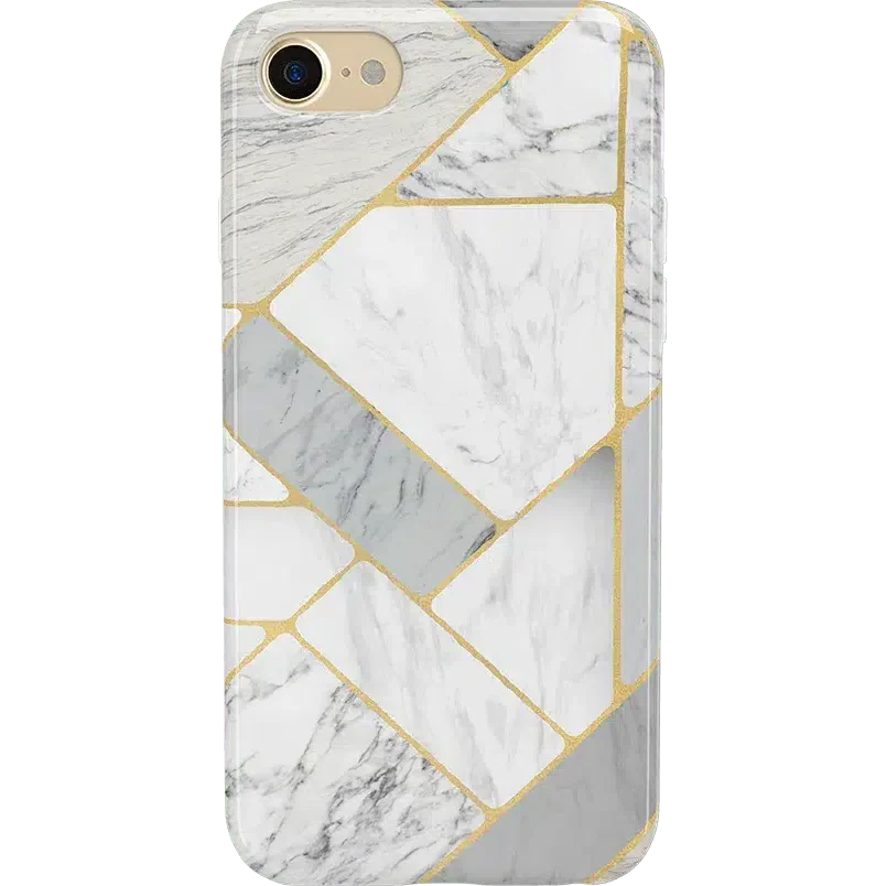 Sharp Lines | Geo White and Gold Marble Case