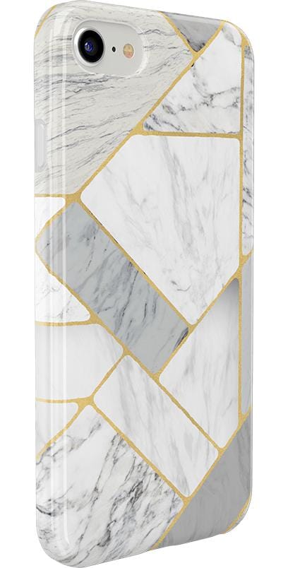 Sharp Lines | Geo White and Gold Marble Case