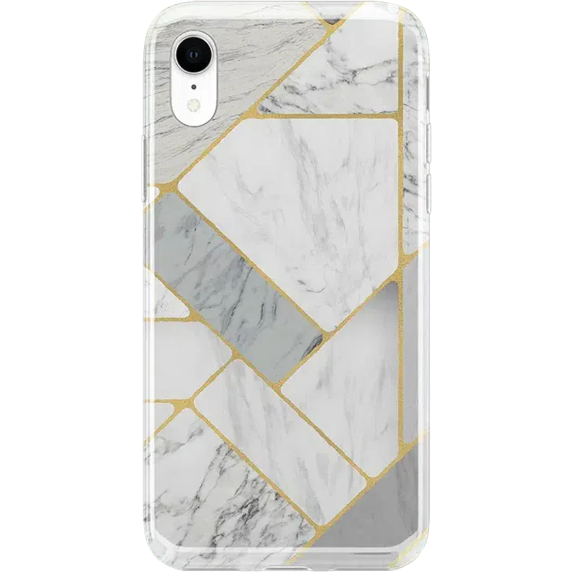 Sharp Lines | Geo White and Gold Marble Case iPhone Case get.casely Classic iPhone XR 