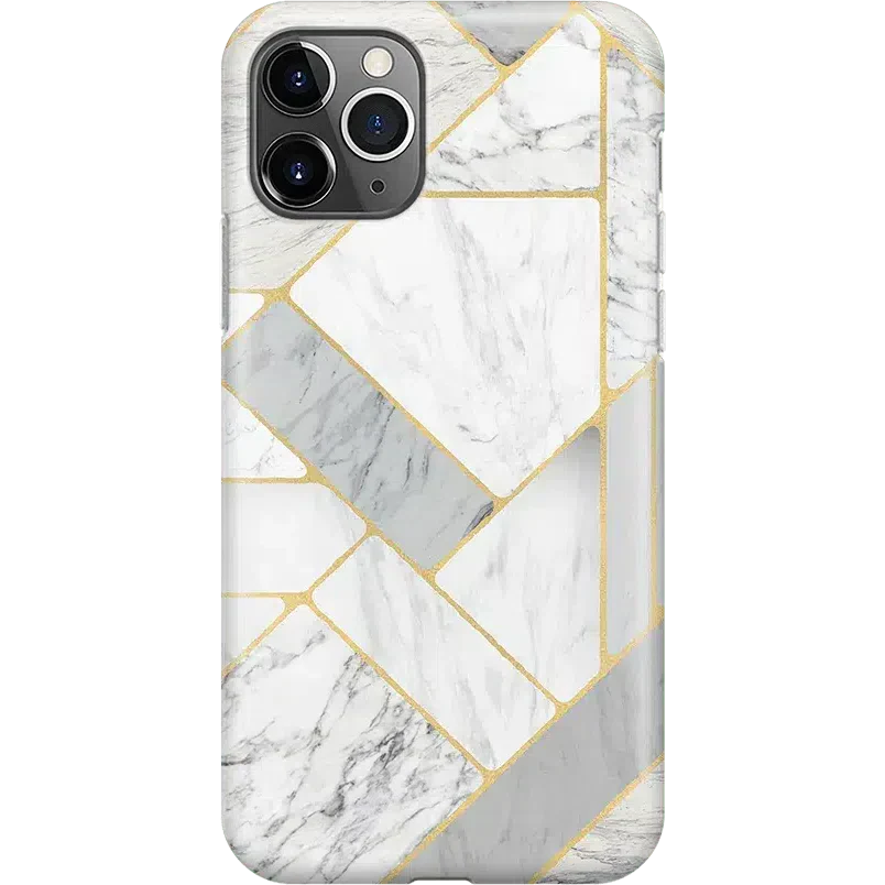 Sharp Lines | Geo White and Gold Marble Case