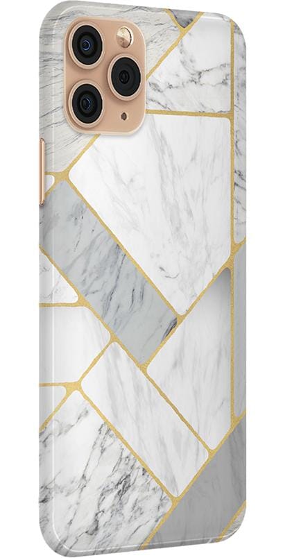 Sharp Lines | Geo White and Gold Marble Case