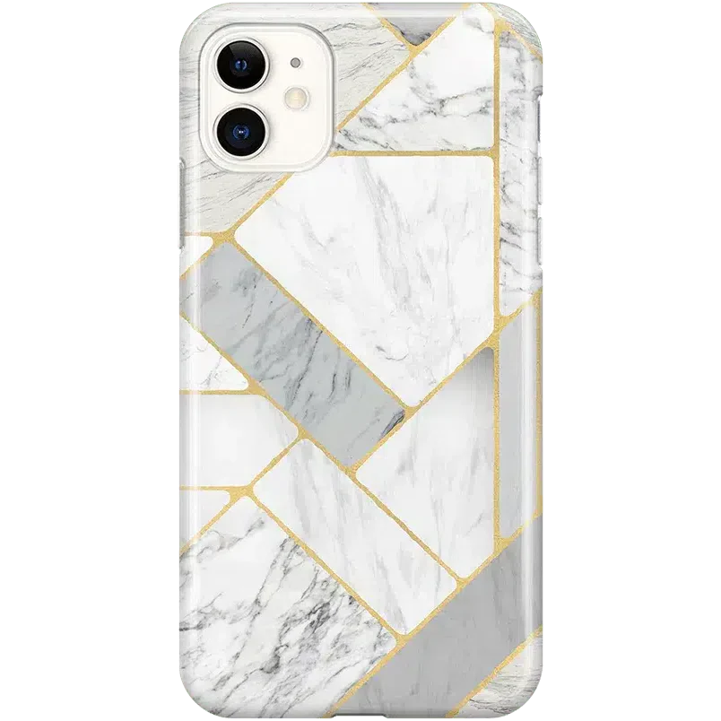 Sharp Lines | Geo White and Gold Marble Case