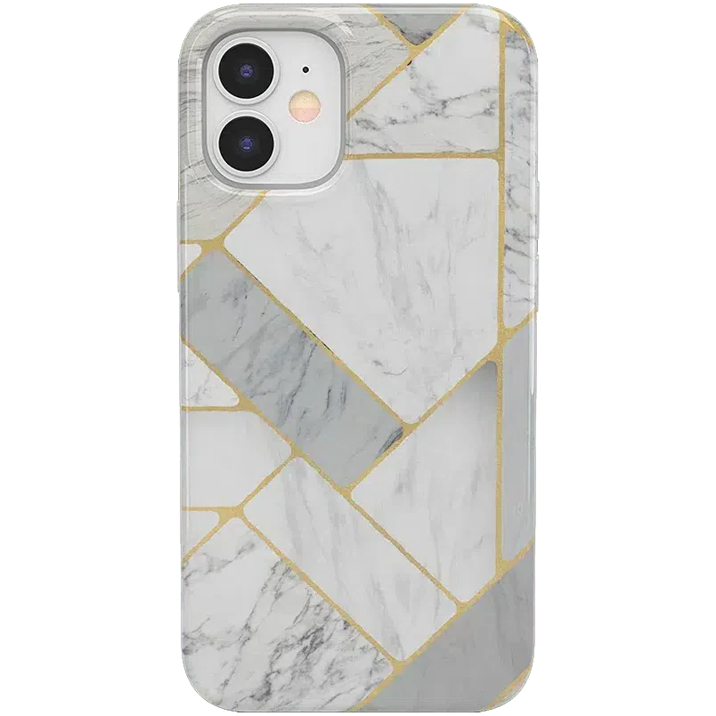 Sharp Lines | Geo White and Gold Marble Case iPhone Case get.casely Classic iPhone 12 