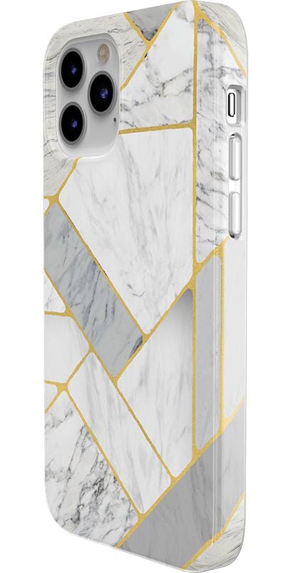 Sharp Lines | Geo White and Gold Marble Case