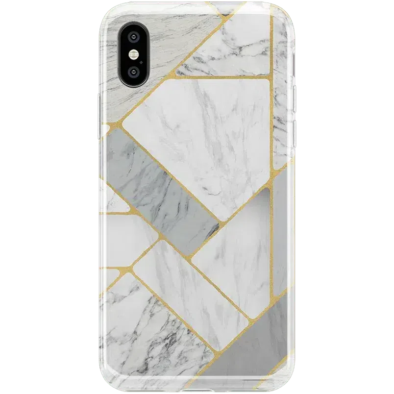 Sharp Lines | Geo White and Gold Marble Case iPhone Case get.casely Classic iPhone X / XS 