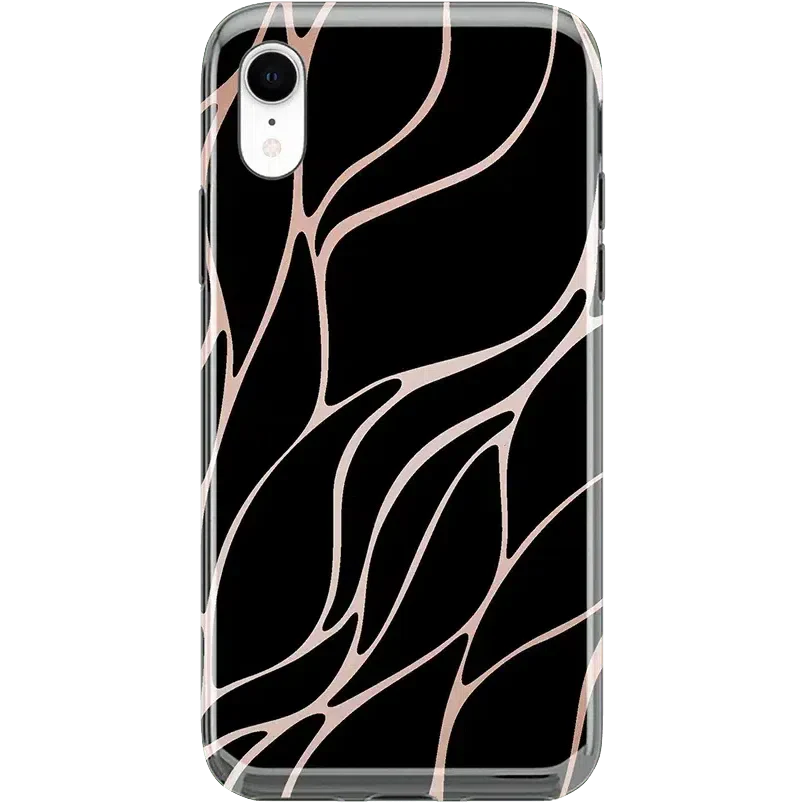 Midnight Ride | Black and Gold Metallic Waves Case iPhone Case get.casely Classic iPhone XR 
