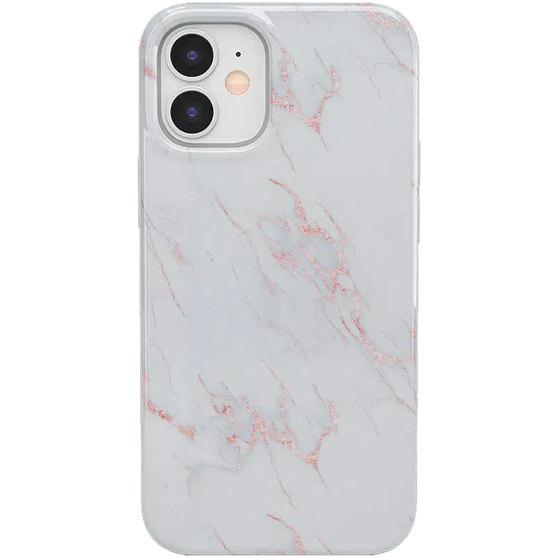 Subtle Blush | White and Pink Marble Case iPhone Case get.casely Classic iPhone 12 Mini 