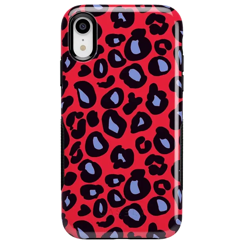 Into the Wild | Red & Blue Leopard Print Case iPhone Case get.casely Bold iPhone XR 