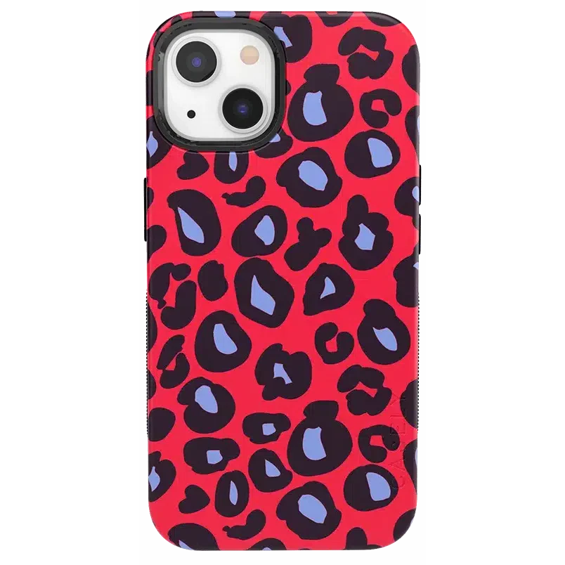 Into the Wild | Red & Blue Leopard Print Case iPhone Case get.casely Bold + MagSafe® iPhone 13 