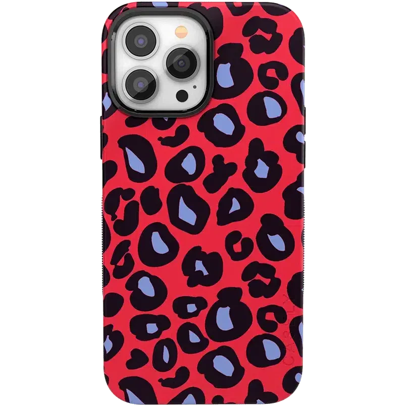 Into the Wild | Red & Blue Leopard Print Case iPhone Case get.casely Bold + MagSafe® iPhone 13 Pro 