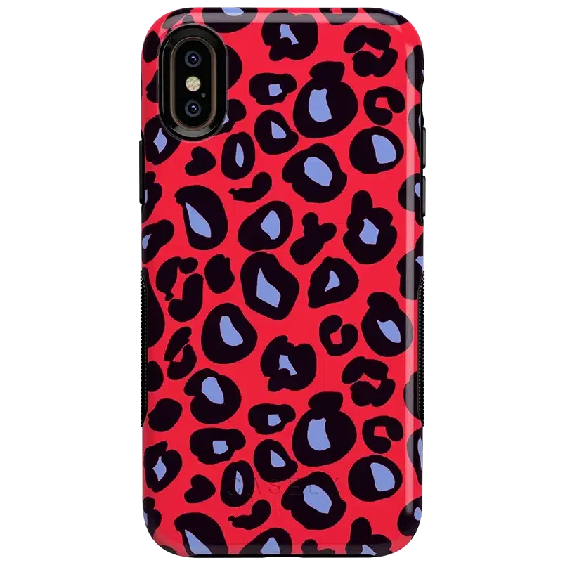Into the Wild | Red & Blue Leopard Print Case iPhone Case get.casely Bold iPhone XS Max 