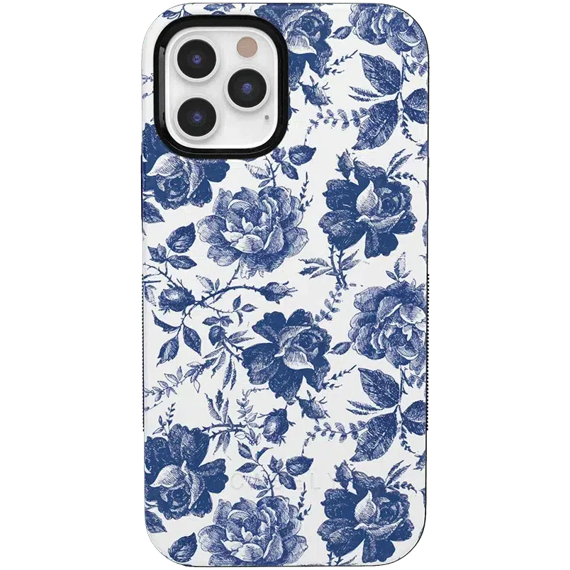Rose to Fame | Blue & White Rose Floral Case iPhone Case get.casely Bold + MagSafe® iPhone 12 Pro Max