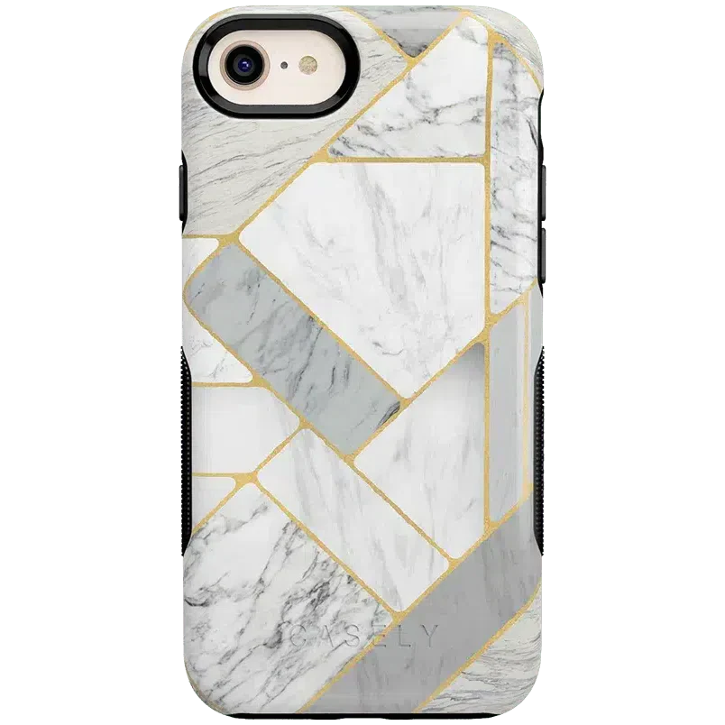 Sharp Lines | Geo White and Gold Marble Case