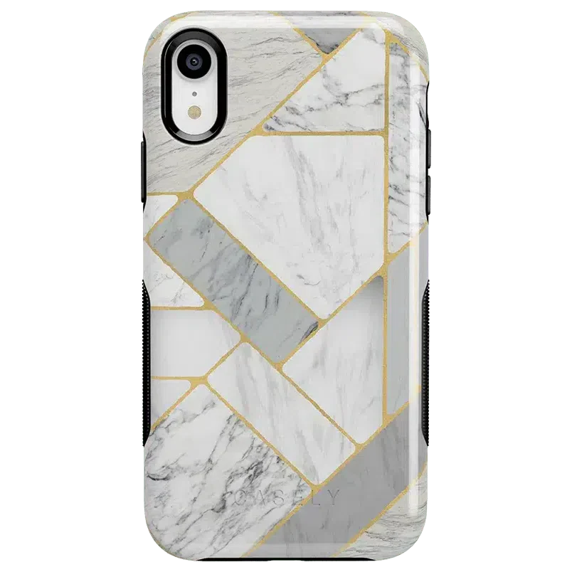 Sharp Lines | Geo White and Gold Marble Case iPhone Case get.casely Bold iPhone XR 
