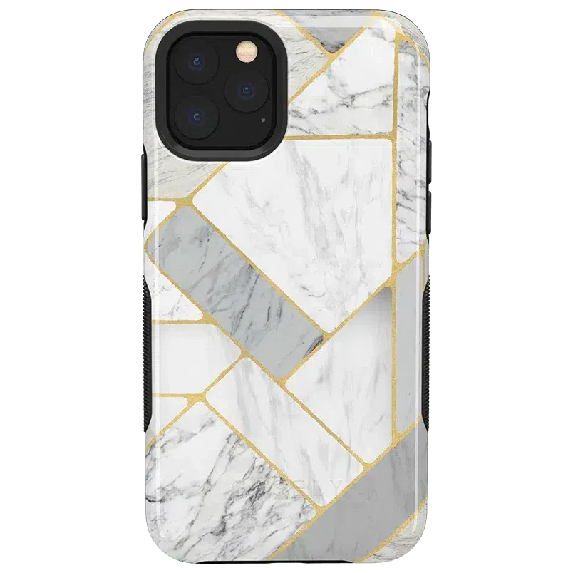 Sharp Lines | Geo White and Gold Marble Case iPhone Case get.casely Bold iPhone 11 Pro 
