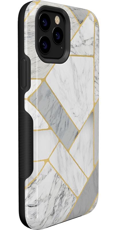 Sharp Lines | Geo White and Gold Marble Case