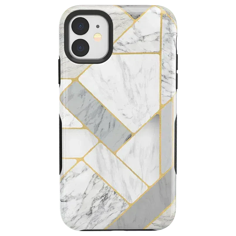 Sharp Lines | Geo White and Gold Marble Case iPhone Case get.casely Bold iPhone 11 
