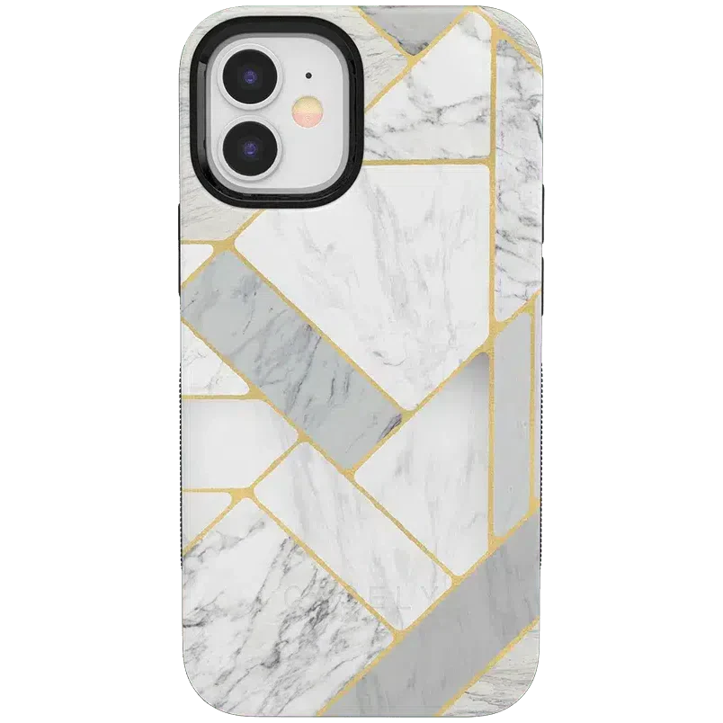 Sharp Lines | Geo White and Gold Marble Case iPhone Case get.casely Bold iPhone 12 Mini 