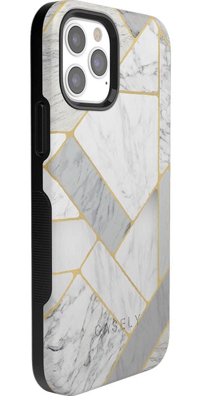 Sharp Lines | Geo White and Gold Marble Case