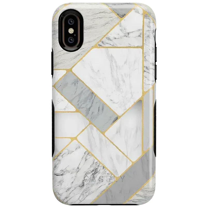 Sharp Lines | Geo White and Gold Marble Case iPhone Case get.casely Bold iPhone XS Max 