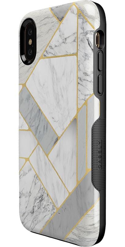 Sharp Lines | Geo White and Gold Marble Case
