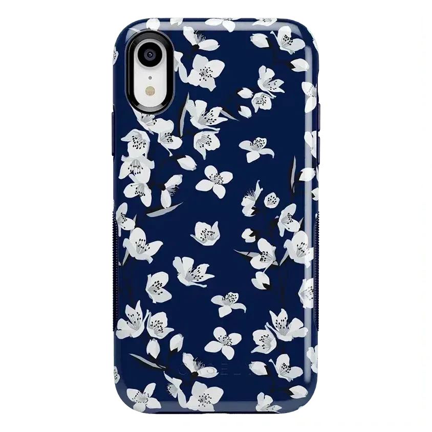 Floral Forest | Navy Cherry Blossom Floral Case iPhone Case get.casely Bold iPhone XR 