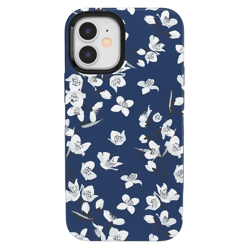 Floral Forest | Navy Cherry Blossom Floral Case iPhone Case get.casely Bold iPhone 12 Mini 