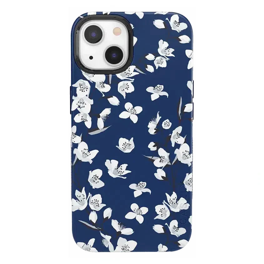 Floral Forest | Navy Cherry Blossom Floral Case iPhone Case get.casely Bold + MagSafe® iPhone 13 