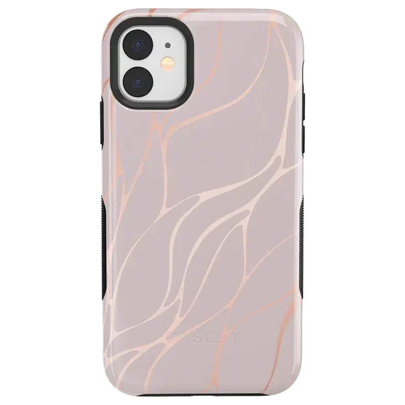 Midnight Ride | Pink and Gold Metallic Waves Case iPhone Case get.casely Bold iPhone 11 