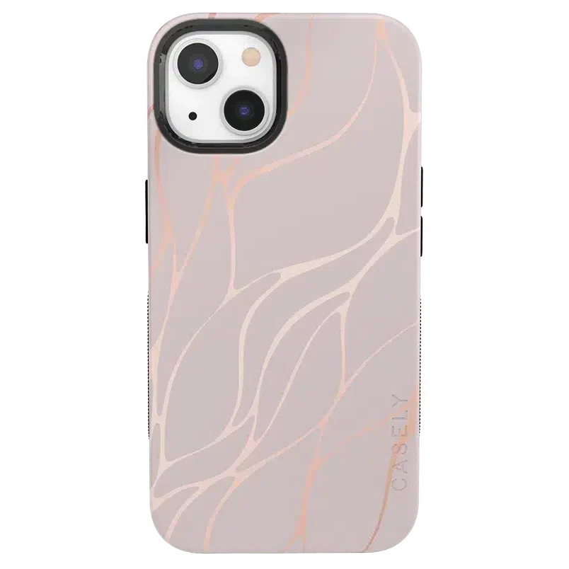 Midnight Ride | Pink and Gold Metallic Waves Case iPhone Case get.casely Bold + MagSafe® iPhone 13 