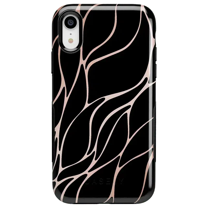 Midnight Ride | Black and Gold Metallic Waves Case iPhone Case get.casely Bold iPhone XR 
