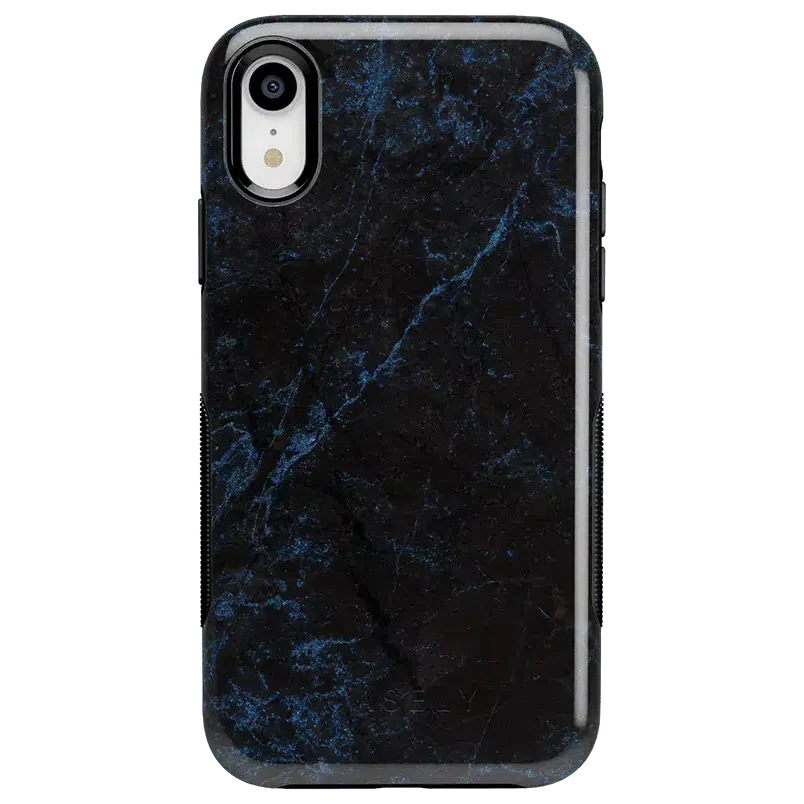 Midnight Marble | Black & Navy Case iPhone Case get.casely Bold iPhone XR 